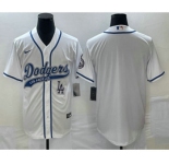 Men's Los Angeles Dodgers White Blank With Patch Cool Base Stitched Baseball Jersey