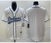 Men's Los Angeles Dodgers White Blank With Patch Cool Base Stitched Baseball Jerseys