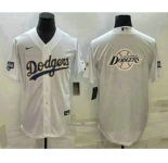 Men's Los Angeles Dodgers White Team Big Logo Cool Base Stitched Baseball Jersey2