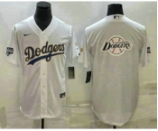 Men's Los Angeles Dodgers White Team Big Logo Cool Base Stitched Baseball Jersey2