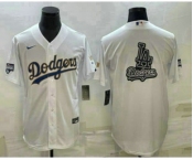 Men's Los Angeles Dodgers White Team Big Logo Cool Base Stitched Baseball Jersey