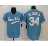 Men's Nike Brooklyn Dodgers #34 Fernando Valenzuela Light Blue Alternate 2020 Cooperstown Collection Baseball Jersey
