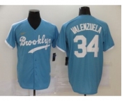 Men's Nike Brooklyn Dodgers #34 Fernando Valenzuela Light Blue Alternate 2020 Cooperstown Collection Baseball Jersey
