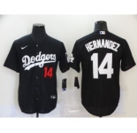 Men's Nike Dodgers #14 Enrique Hernandez Black 2020 Turn Back The Clock Baseball Jersey