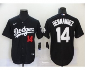 Men's Nike Dodgers #14 Enrique Hernandez Black 2020 Turn Back The Clock Baseball Jersey