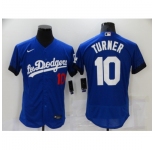 Men's Nike Los Angeles Dodgers #10 Justin Turner Blue Elite City Player Jersey