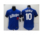 Men's Nike Los Angeles Dodgers #10 Justin Turner Blue Elite City Player Jersey