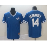 Men's Nike  Los Angeles Dodgers #14 Hernandez Blue M&N MLB Jersey