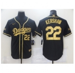 Men's Nike Los Angeles Dodgers #22 Clayton Kershaw Black Gold Authentic Jersey