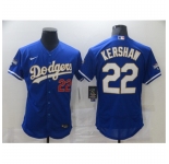 Men's Nike Los Angeles Dodgers #22 Clayton Kershaw Blue Elite Champions Authentic Jersey