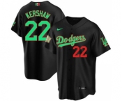 Men's Nike Los Angeles Dodgers #22 Clayton Kershaw Mexico Black Stitched Baseball Jersey