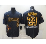 Men's Nike Los Angeles Dodgers #24 Kobe Bryant Black-Gold Portrait Baseball Jersey