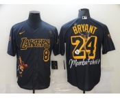 Men's Nike Los Angeles Dodgers #24 Kobe Bryant Black-Gold Portrait Baseball Jersey