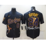 Men's Nike Los Angeles Dodgers #24 Kobe Bryant Black-Purple Portrait Baseball Jersey