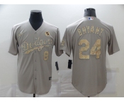 Men's Nike Los Angeles Dodgers #24 Kobe Bryant Grey Fashion Edition Baseball Jersey