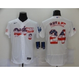Men's Nike Los Angeles Dodgers #24 Kobe Bryant White USA Flag Fashion Flex Base Authentic Baseball Jersey
