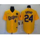Men's Nike Los Angeles Dodgers #24 Kobe Bryant yellow Jersey