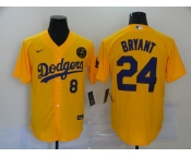 Men's Nike Los Angeles Dodgers #24 Kobe Bryant yellow Jersey