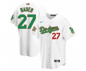 Men's Nike Los Angeles Dodgers #27 Trevor Bauer Mexico White Stitched Baseball Jersey