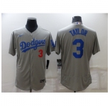 Men's Nike Los Angeles Dodgers #3 Chris Taylor Gray Elite Jersey