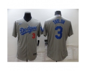 Men's Nike Los Angeles Dodgers #3 Chris Taylor Gray Elite Jersey