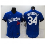 Men's Nike Los Angeles Dodgers #34 Fernando Valenzuela Blue Elite City Player Jersey