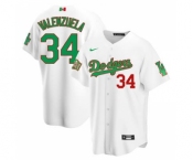 Men's Nike Los Angeles Dodgers #34 Fernando Valenzuela Mexico White Stitched Baseball Jersey