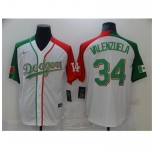 Men's Nike Los Angeles Dodgers #34 Fernando Valenzuela White Split Authentic Jersey