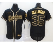 Men's Nike Los Angeles Dodgers #35 Cody Bellinger Black Gold Authentic Jersey