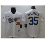 Men's Nike Los Angeles Dodgers #35 Cody Bellinger White Game Champions Authentic Jersey
