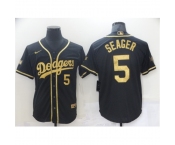 Men's Nike Los Angeles Dodgers #5 Corey Seager Black Gold Authentic Jersey