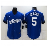 Men's Nike Los Angeles Dodgers #5 Corey Seager Blue Game City Player Jersey