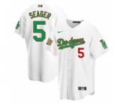 Men's Nike Los Angeles Dodgers #5 Corey Seager Mexico White Stitched Baseball Jersey