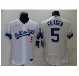 Men's Nike Los Angeles Dodgers #5 Corey Seager White Elite City Player Jersey
