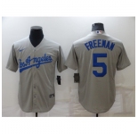 Men's Nike Los Angeles Dodgers #5 Freddie Freeman Gray Jersey