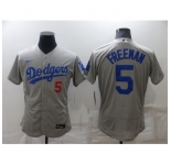 Men's Nike Los Angeles Dodgers #5 Freddie Freeman Gray Stitched Baseball Jersey
