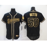 Men's Nike Los Angeles Dodgers #50 Mookie Betts Black Gold Authentic Jersey