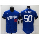Men's Nike Los Angeles Dodgers #50 Mookie Betts Blue Elite City Player Jersey
