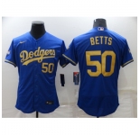 Men's Nike Los Angeles Dodgers #50 Mookie Betts Blue Gold Elite Jersey