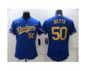 Men's Nike Los Angeles Dodgers #50 Mookie Betts Blue Gold Elite Jersey