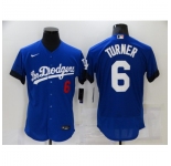 Men's Nike Los Angeles Dodgers #6 Trea Turner Blue Elite City Player Jersey