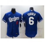 Men's Nike Los Angeles Dodgers #6 Trea Turner Blue Elite Jersey