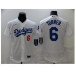 Men's Nike Los Angeles Dodgers #6 Trea Turner White Elite Jersey