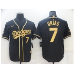 Men's Nike Los Angeles Dodgers #7 Julio Urias Black Gold Authentic Jersey