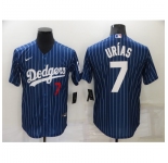 Men's Nike Los Angeles Dodgers #7 Julio Urias Blue Stripes Authentic Jersey