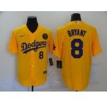 Men's Nike Los Angeles Dodgers #8 Kobe Bryant yellow Baseball Jersey