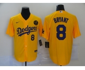Men's Nike Los Angeles Dodgers #8 Kobe Bryant yellow Baseball Jersey