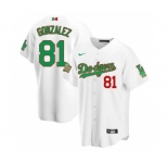 Men's Nike Los Angeles Dodgers #81 Victor Gonzalez Mexico White Stitched Baseball Jersey