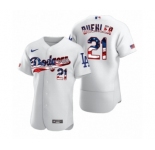 Men's Walker Buehler #21 Los Angeles Dodgers White 2020 Stars & Stripes 4th of July Jersey