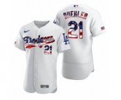 Men's Walker Buehler #21 Los Angeles Dodgers White 2020 Stars & Stripes 4th of July Jersey